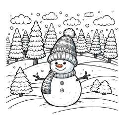 Coloring Pages of Snowman