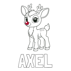 AXEL Coloring Page and Coloring Page of a Cute Deer (Rudolph)