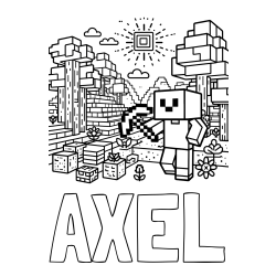 Online Created Coloring Page - AXEL Coloring Page and Minecraft World Coloring Page