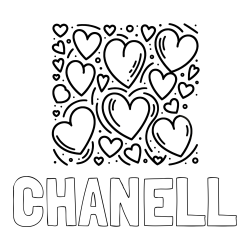 Online Created Coloring Page - CHANELL Coloring Page and Free Printable Coloring Page of Hearts