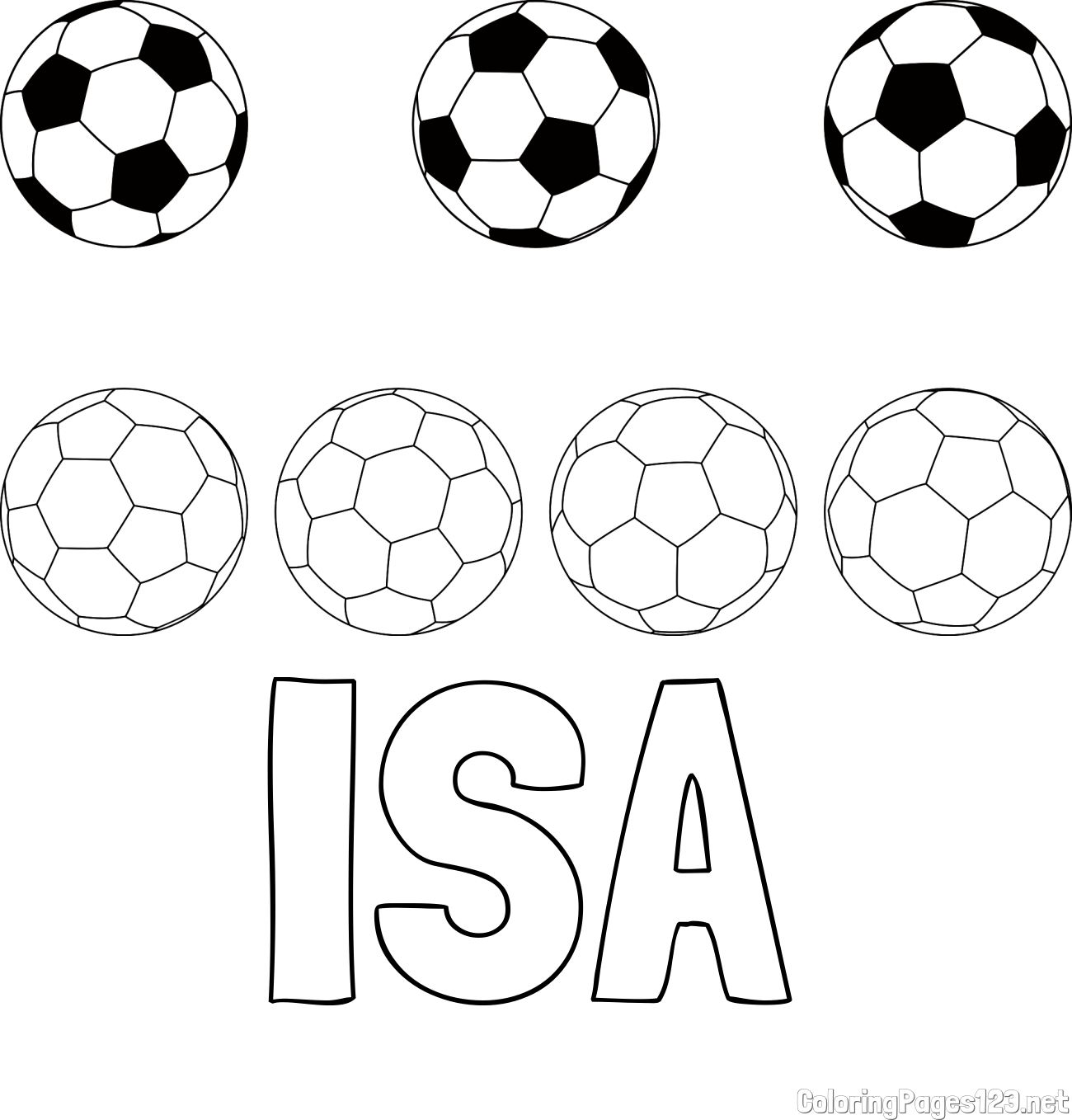 ISA Coloring Page and Soccer Balls Coloring Page