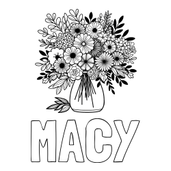 Online Created Coloring Page - MACY Coloring Page and Flower Bouquet Coloring Page