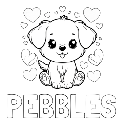 Online Created Coloring Page - PEBBLES Coloring Page and Coloring Page of a Cute Dog and Hearts