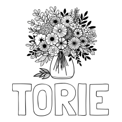 Online Created Coloring Page - TORIE Coloring Page and Flower Bouquet Coloring Page