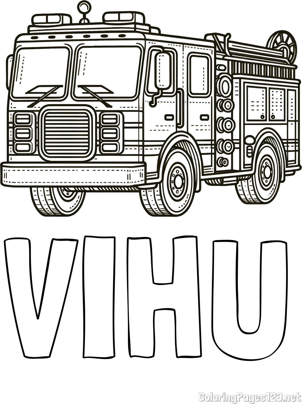 VIHU Coloring Page and Free Coloring Page of a Big Fire Truck