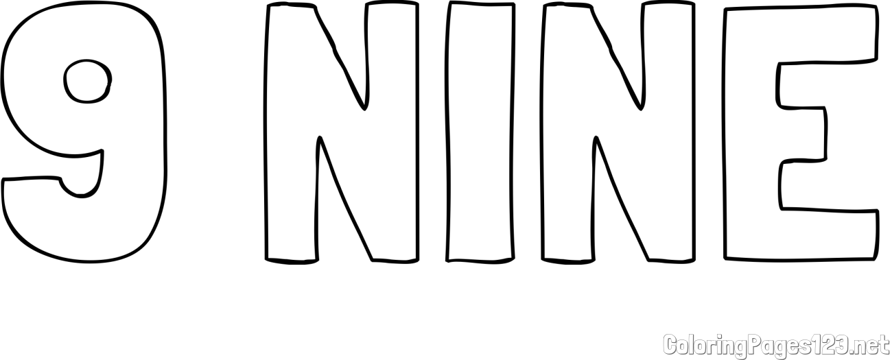 9 NINE Coloring Page