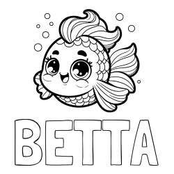 Online Created Coloring Page - BETTA Coloring Page and Coloring Page of a Fish with Lots of Fins