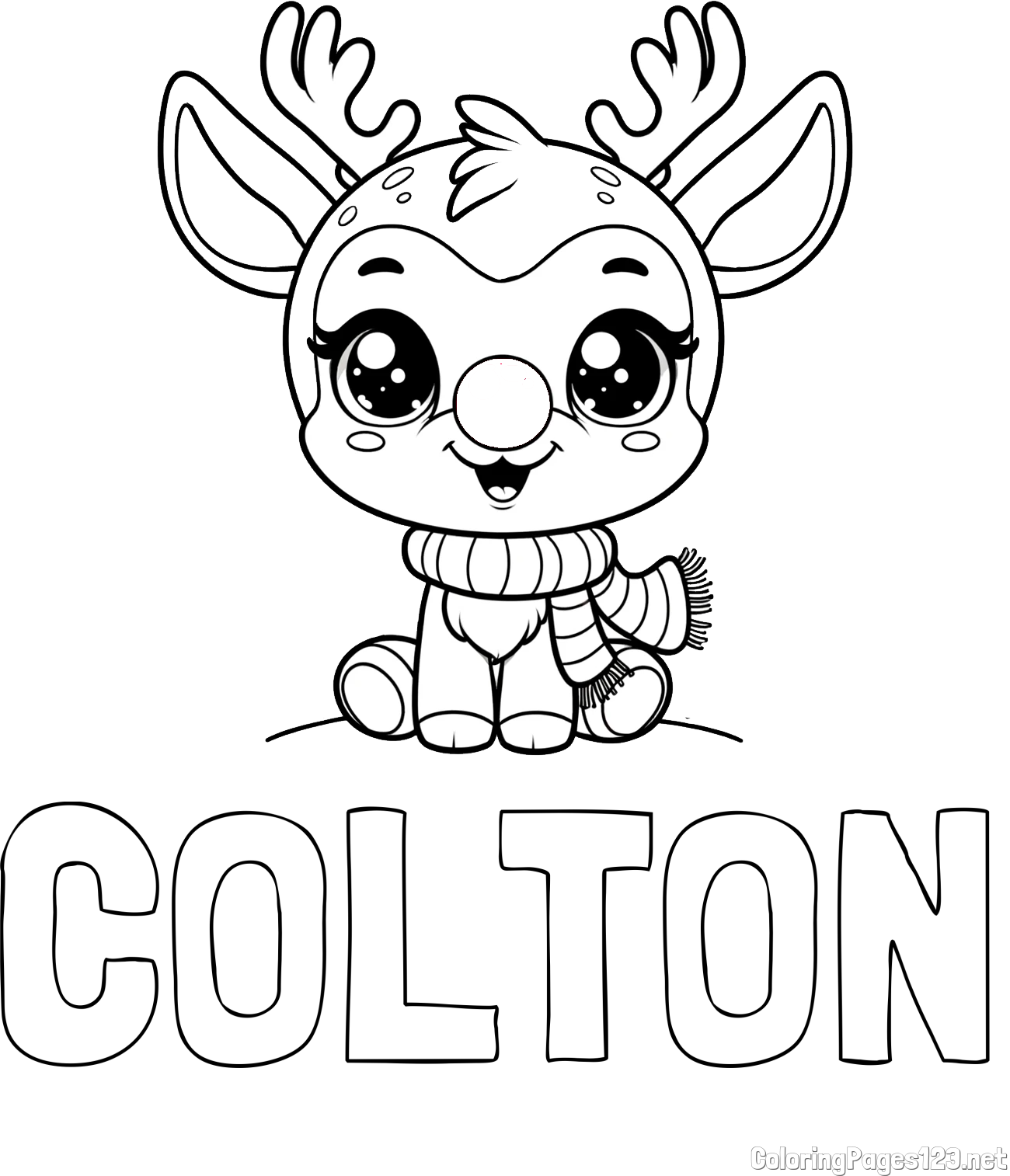 COLTON Coloring Page and Free Coloring Page of Adorable Rudolph