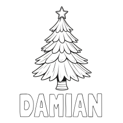 Online Created Coloring Page - DAMIAN Coloring Page and Christmas Tree with Star Coloring Page