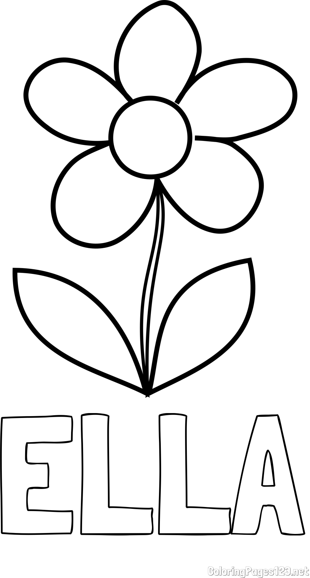 ELLA Coloring Page and Simple Flower Coloring Page