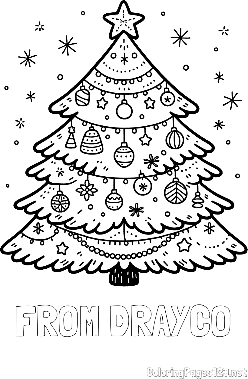 FROM DRAYCO Coloring Page and Coloring Page of a Beautiful Christmas Tree