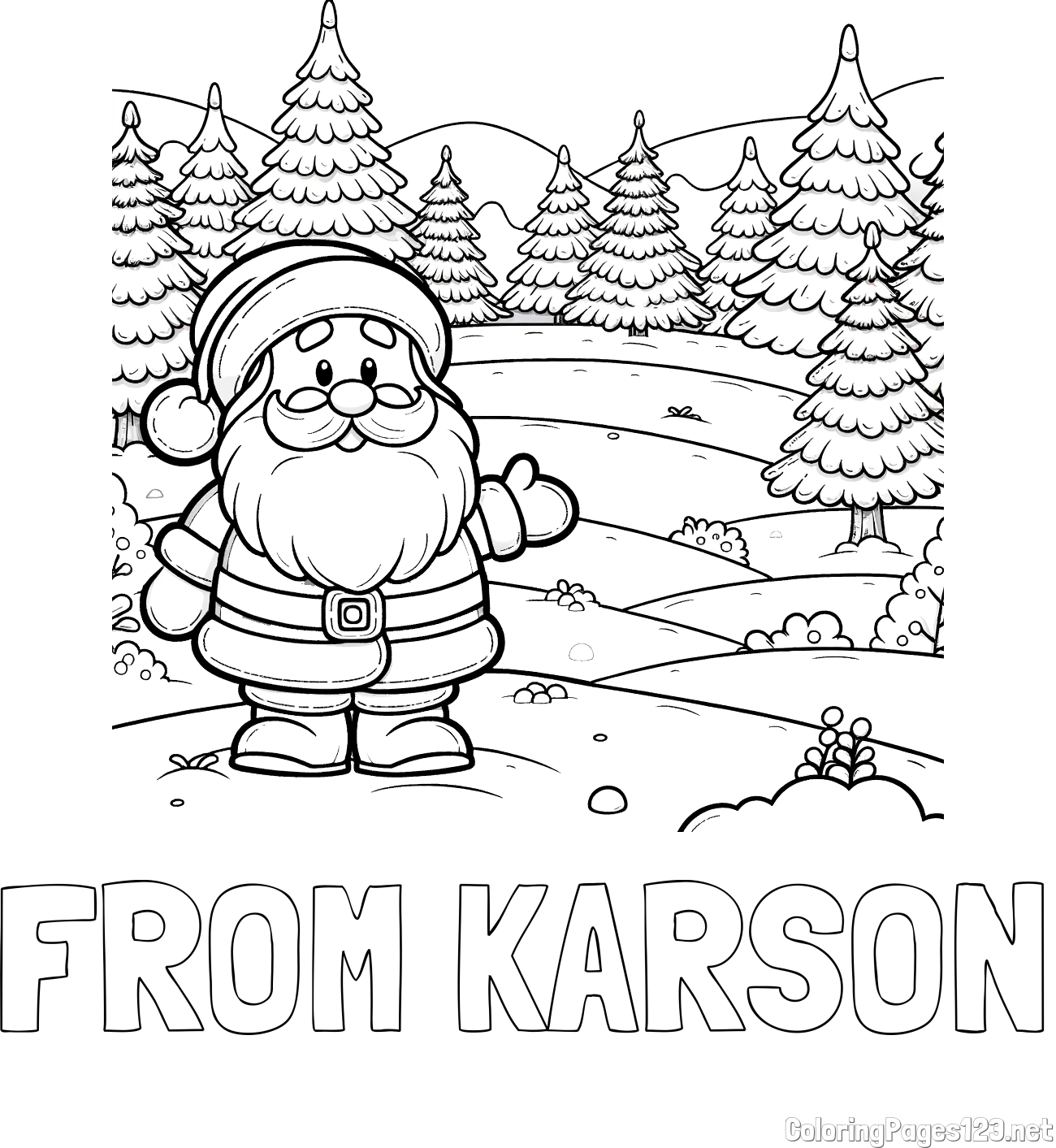 FROM KARSON Coloring Page and Coloring Page of a Cheerful Santa Claus