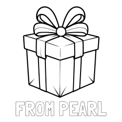 Online Created Coloring Page - FROM PEARL Coloring Page and Gift Box with Ribbon Coloring Page