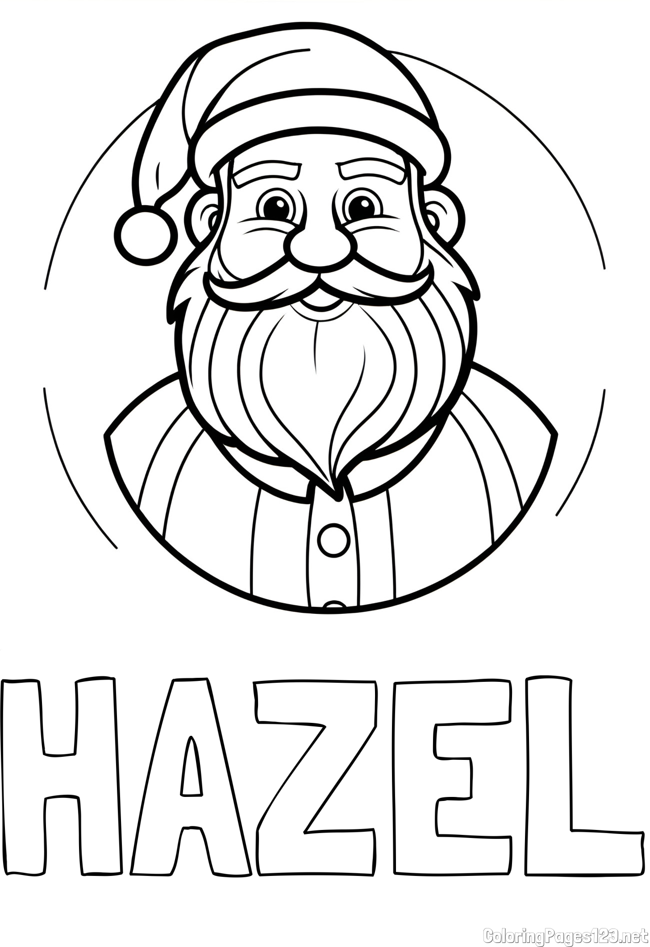 HAZEL Coloring Page and Cheerful Santa Claus Coloring Page for Kids