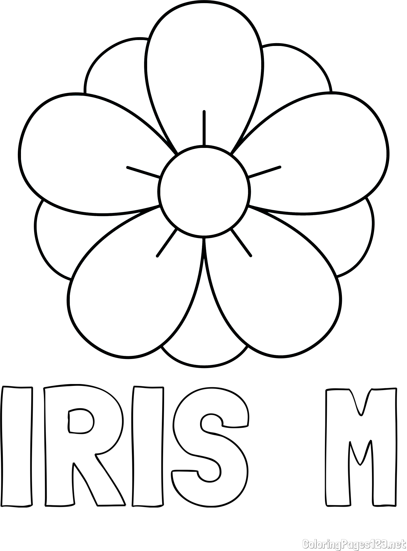 IRIS  M Coloring Page and Flower Without Stem Coloring Page