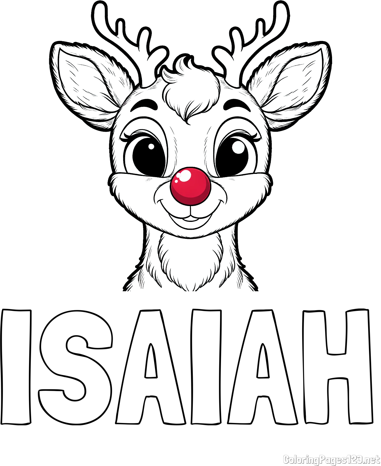 ISAIAH Coloring Page and Coloring Page of Rudolph the Red-Nosed Reindeer