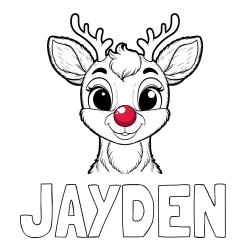 Online Created Coloring Page - JAYDEN Coloring Page and Coloring Page of Rudolph the Red-Nosed Reindeer