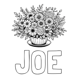 Online Created Coloring Page - JOE Coloring Page and Beautiful Bouquet of Flowers Coloring Page