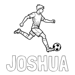 Online Created Coloring Page - JOSHUA Coloring Page and Soccer Player in Action Coloring Page