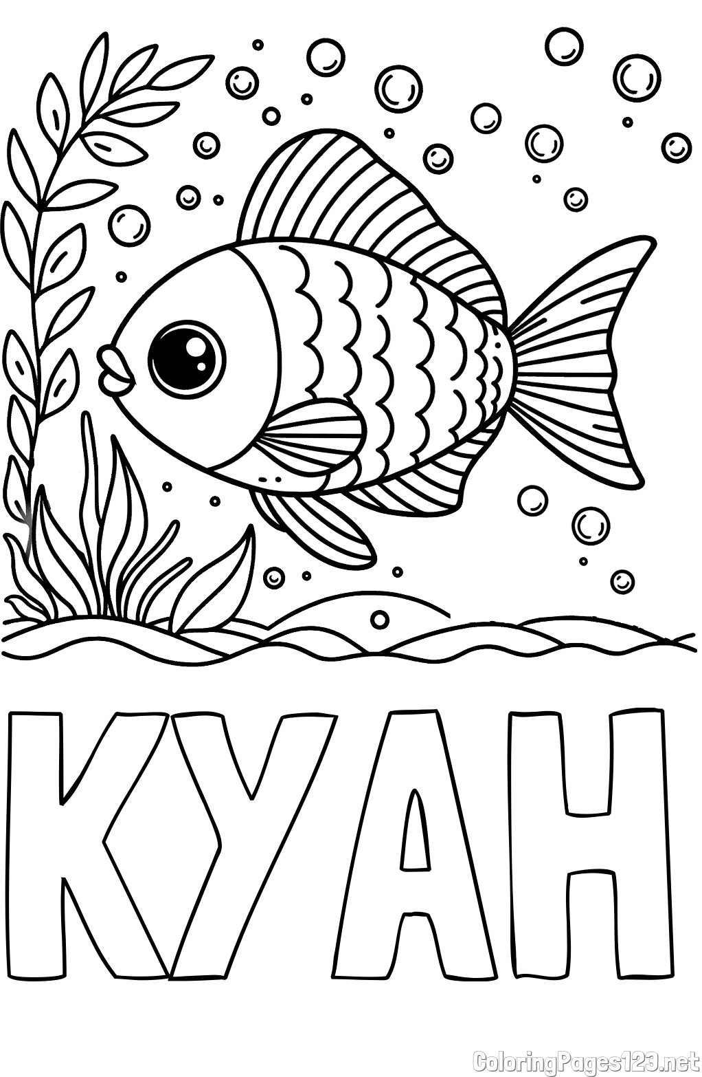 KYAH Coloring Page and Free Coloring Page of a Cute Fish