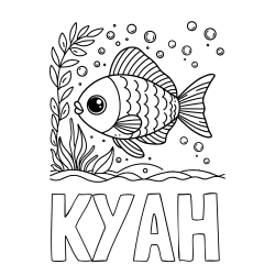 Online Created Coloring Page - KYAH Coloring Page and Free Coloring Page of a Cute Fish