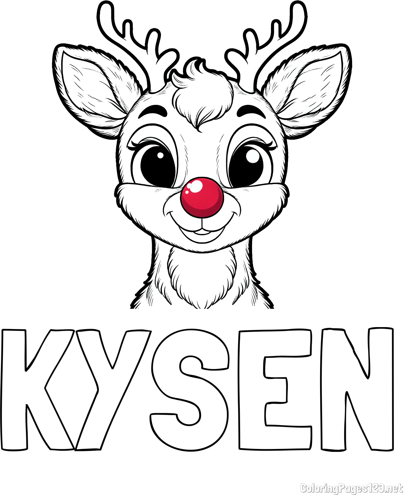 KYSEN Coloring Page and Coloring Page of Rudolph the Red-Nosed Reindeer