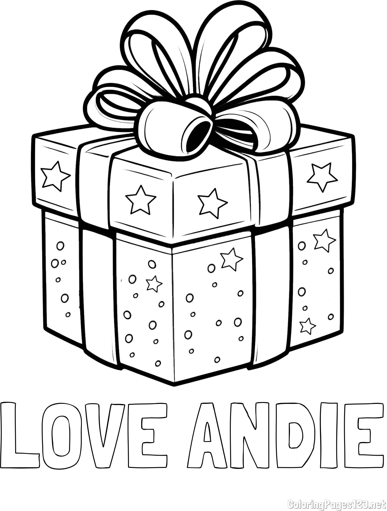 LOVE ANDIE Coloring Page and Christmas Gift Coloring Page