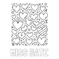 Online Created Coloring Page - MISS BATE Coloring Page and Children's Coloring Page of Many Hearts