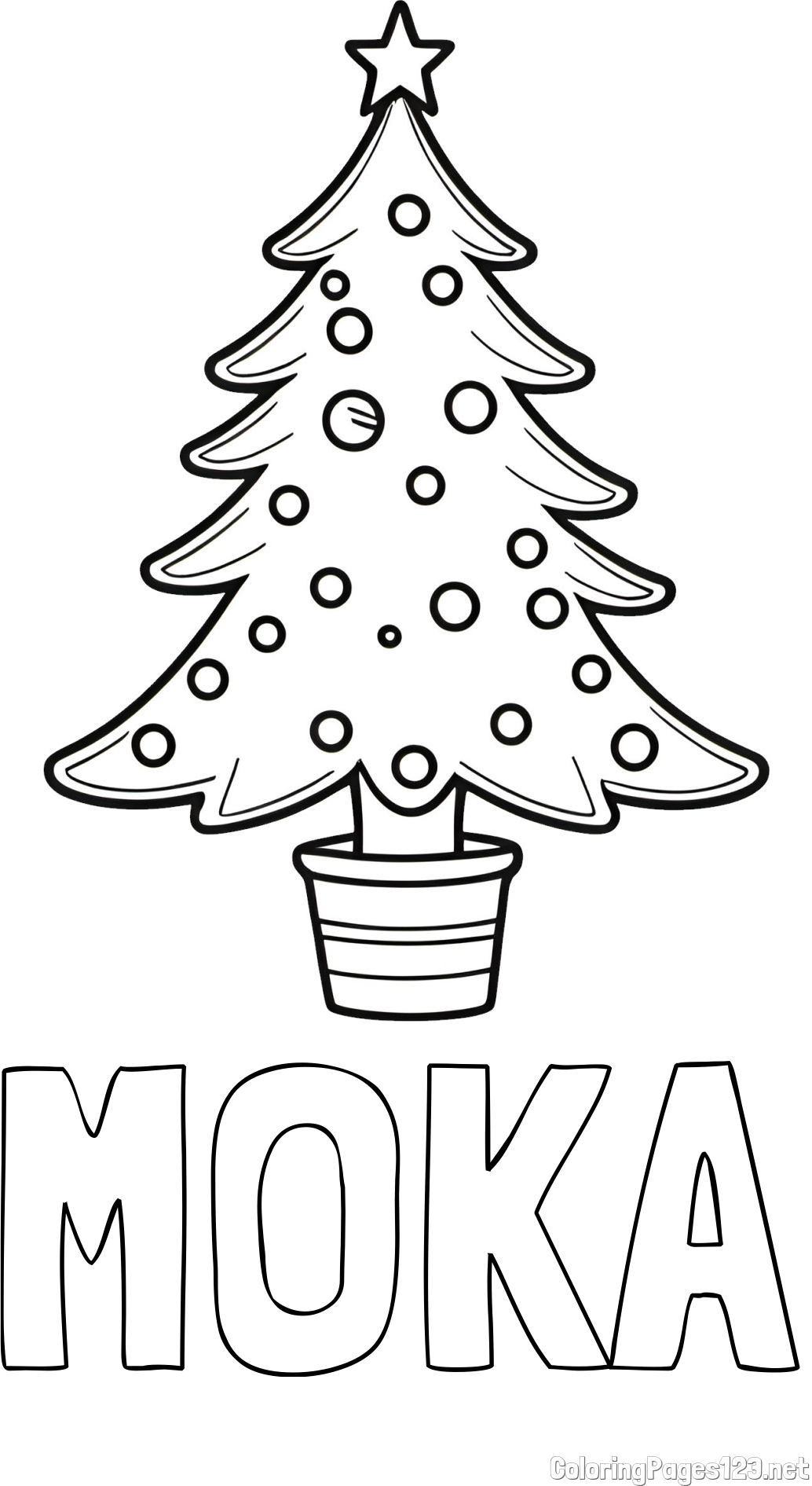 MOKA Coloring Page and Beautiful Christmas Tree Coloring Page