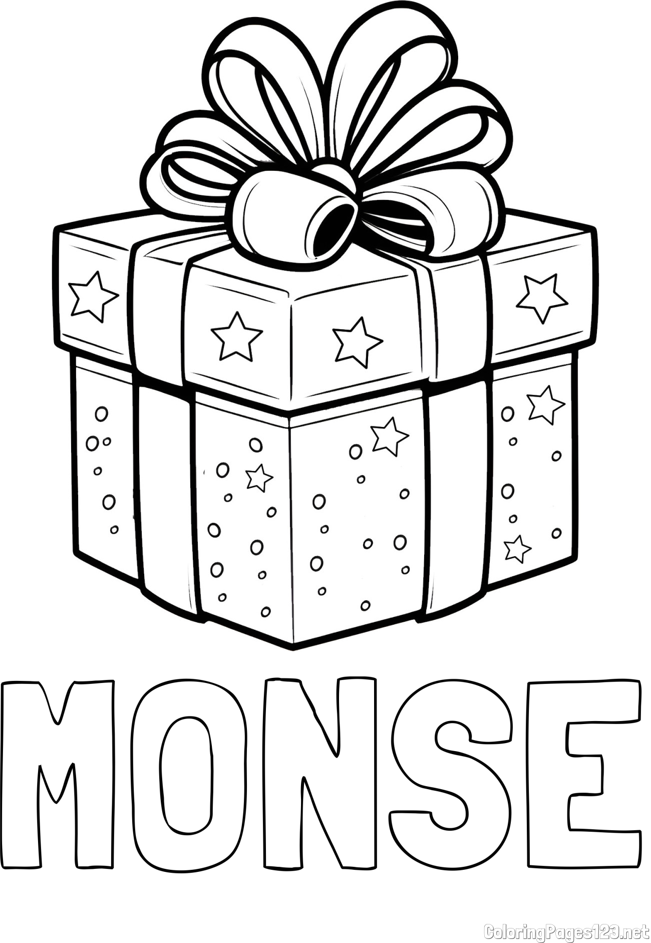 MONSE Coloring Page and Christmas Gift Coloring Page