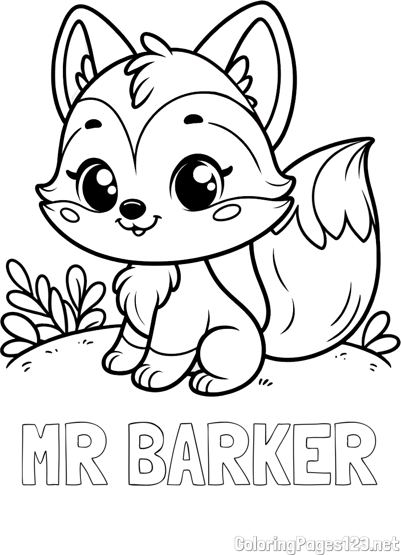 MR BARKER Coloring Page and Cute Fox Coloring Page