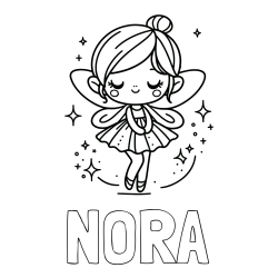 Online Created Coloring Page - NORA Coloring Page and Children's Coloring Page of a Magical Fairy