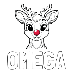 Online Created Coloring Page - OMEGA Coloring Page and Coloring Page of Rudolph the Red-Nosed Reindeer