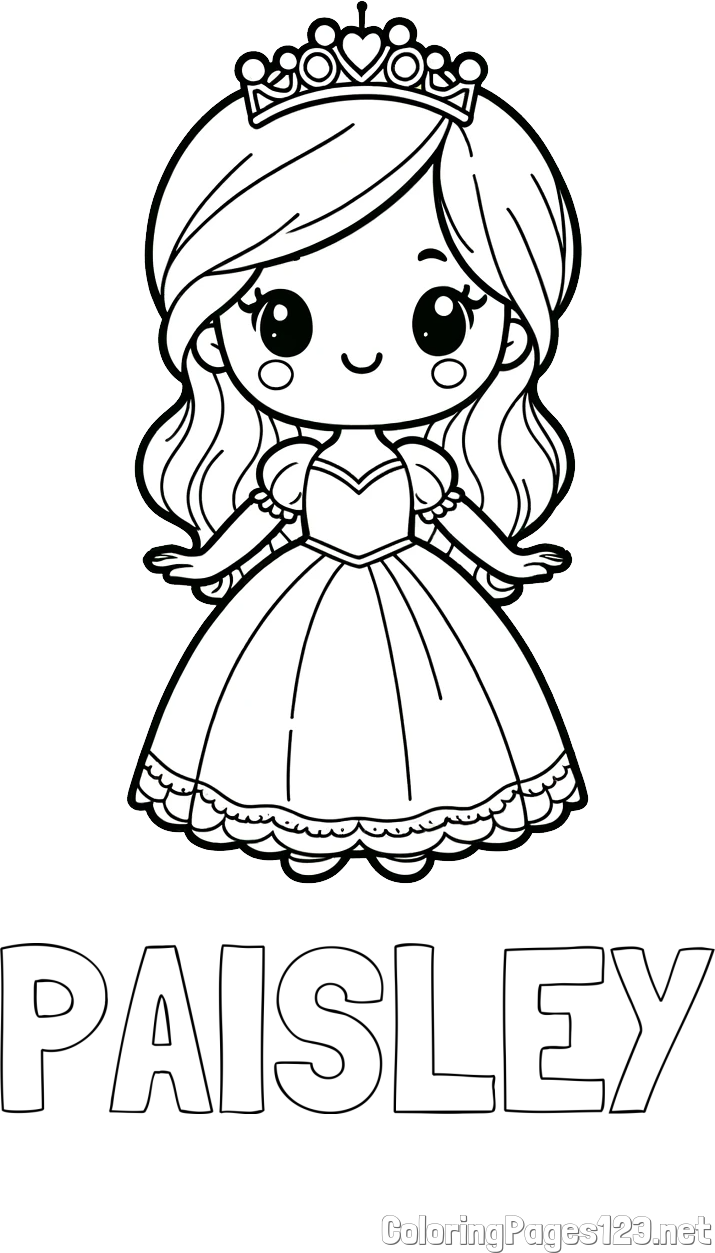 PAISLEY Coloring Page and Coloring Page of a Cute Princess