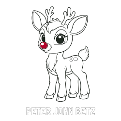 Online Created Coloring Page - PETER JOHN BETZ Coloring Page and Coloring Page of a Cute Deer (Rudolph)