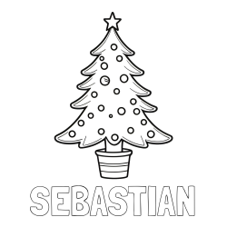 Online Created Coloring Page - SEBASTIAN Coloring Page and Beautiful Christmas Tree Coloring Page