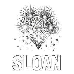 Online Created Coloring Page - SLOAN Coloring Page and Big Fireworks with Stars Coloring Page