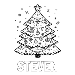 Online Created Coloring Page - STEVEN Coloring Page and Coloring Page of a Beautiful Christmas Tree
