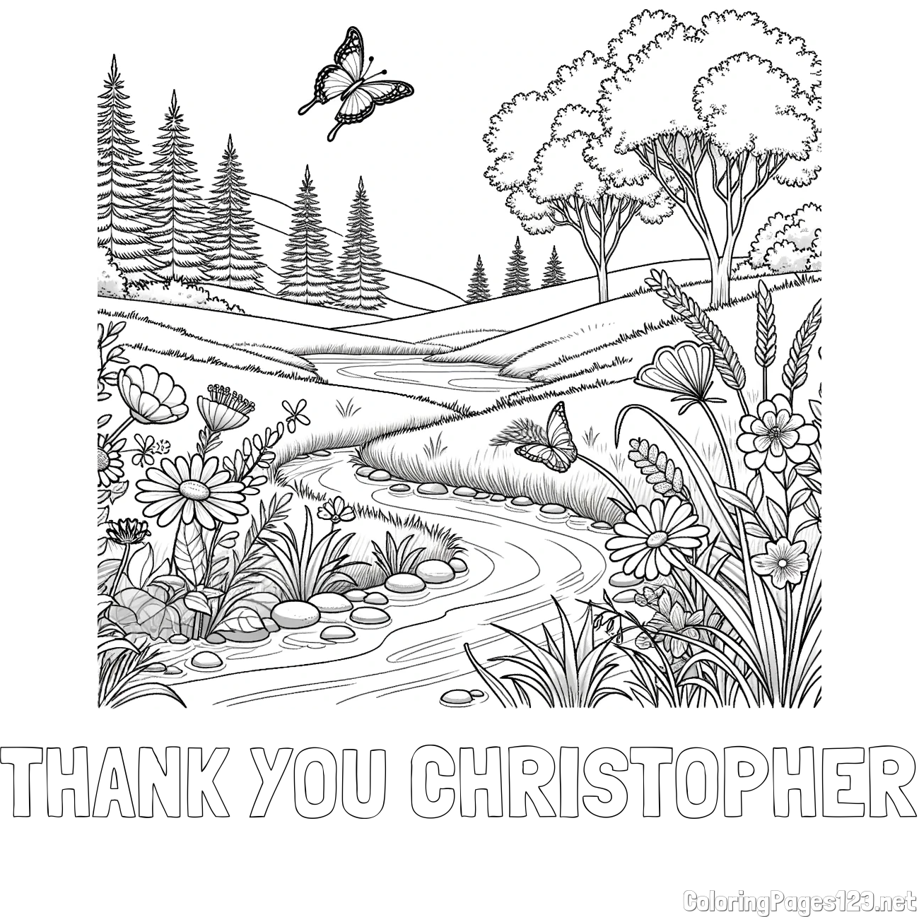THANK YOU CHRISTOPHER Coloring Page and Summer Nature Coloring Page