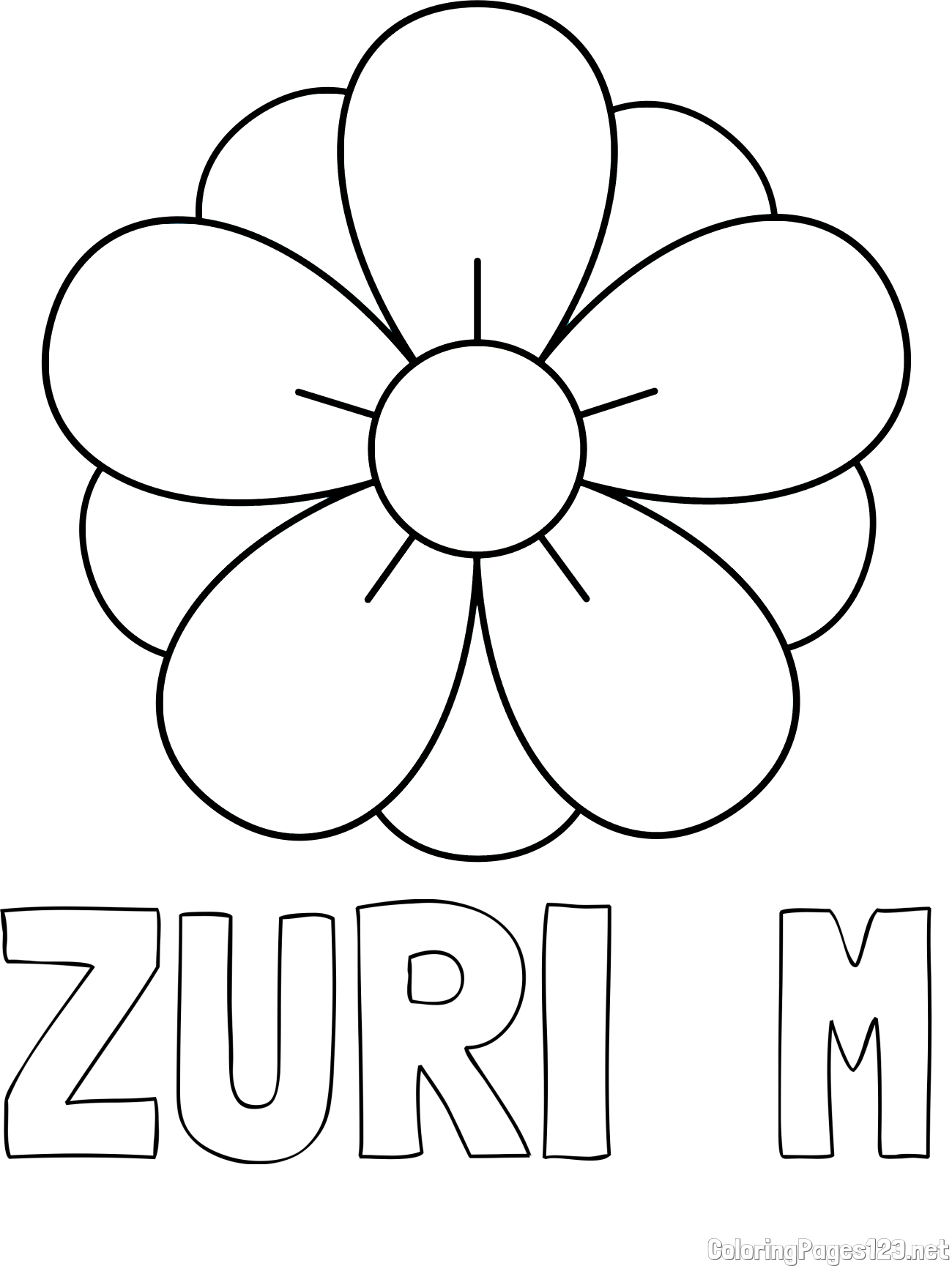 ZURI  M Coloring Page and Flower Without Stem Coloring Page