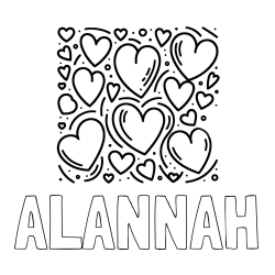 Online Created Coloring Page - ALANNAH Coloring Page and Free Printable Coloring Page of Hearts
