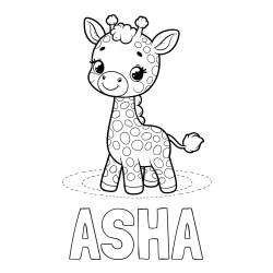 Online Created Coloring Page - ASHA Coloring Page and Playful Giraffe Coloring Page