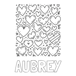 Online Created Coloring Page - AUBREY Coloring Page and Children's Coloring Page of Many Hearts