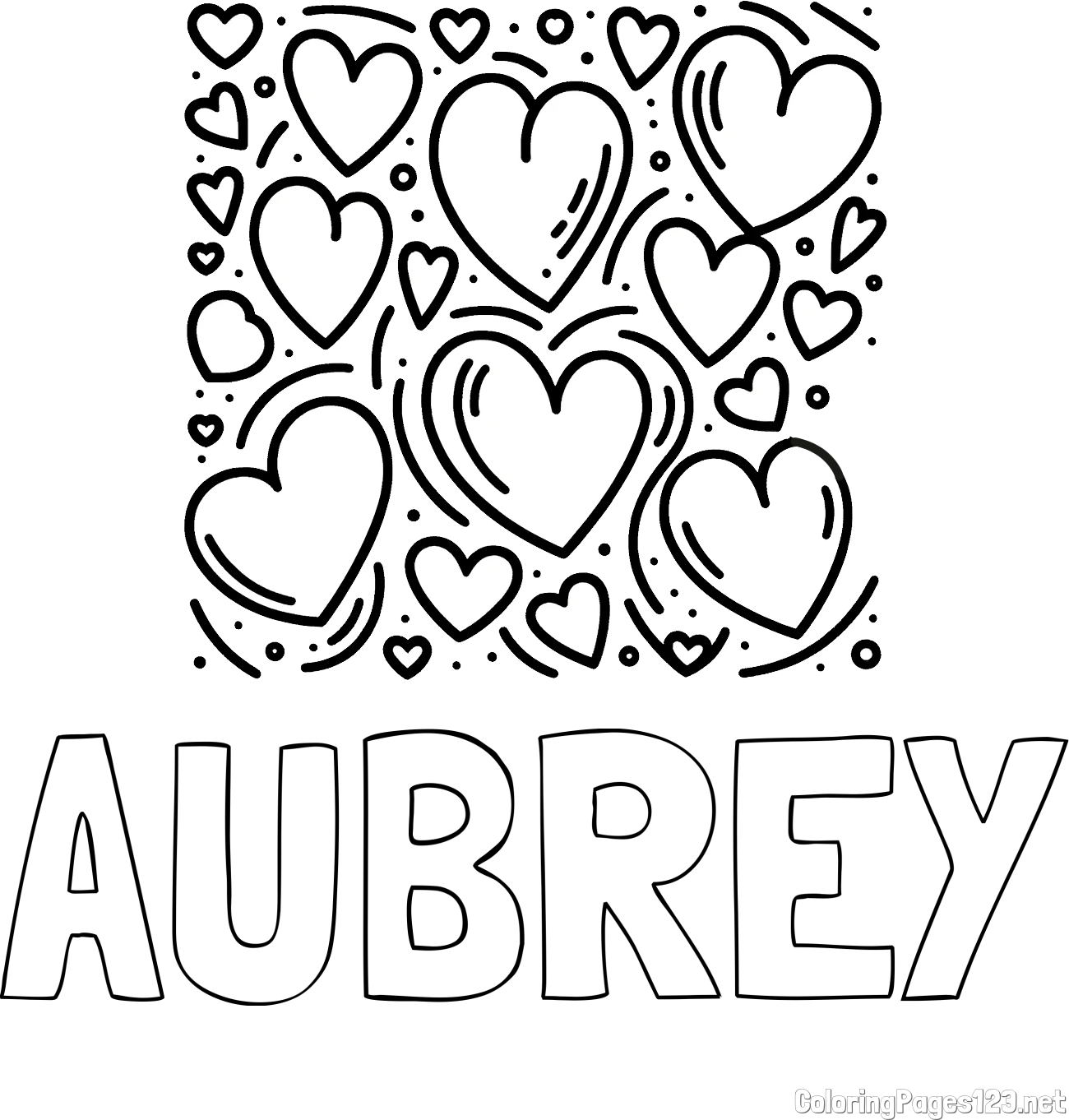 AUBREY Coloring Page and Free Printable Coloring Page of Hearts