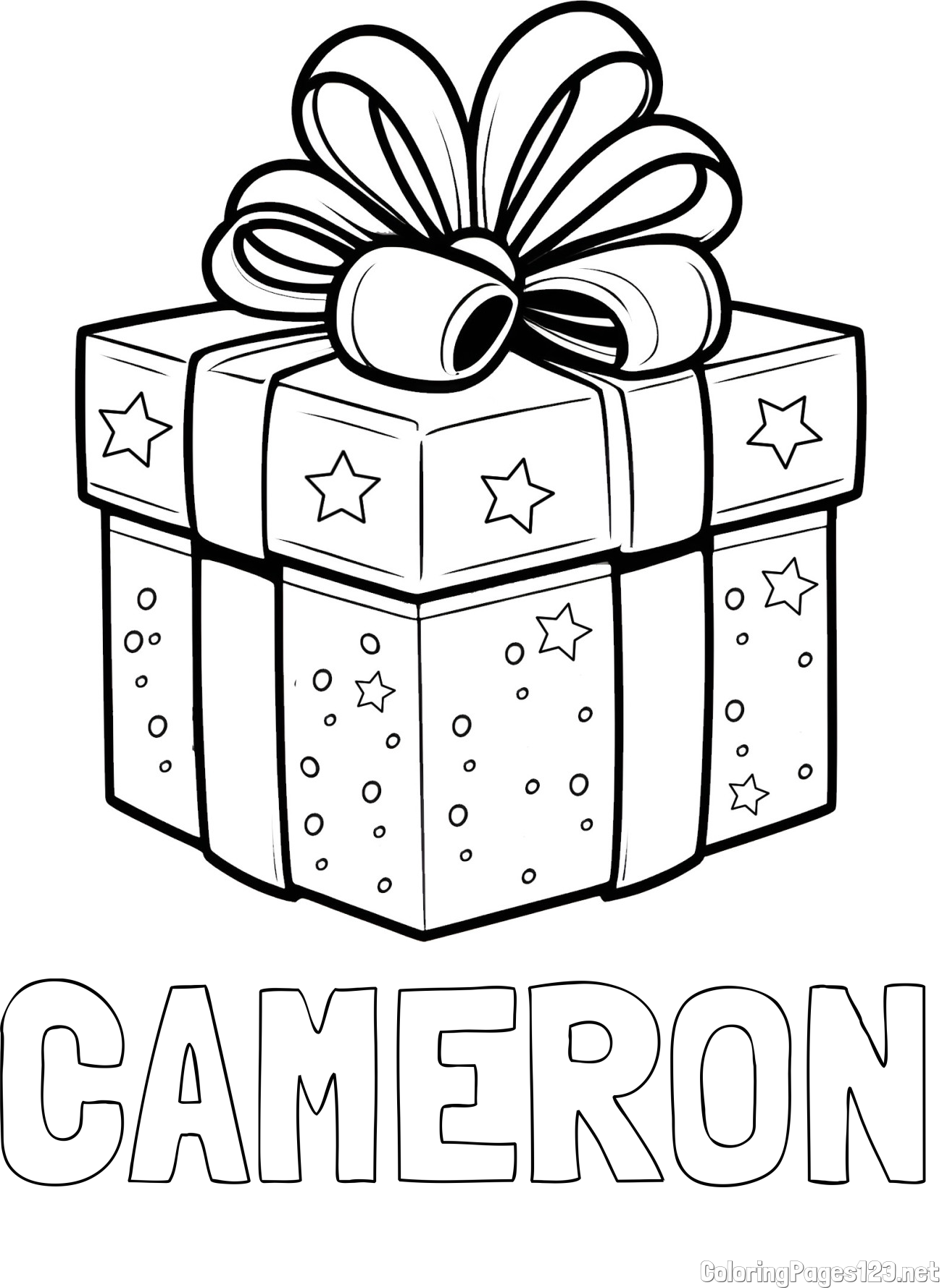 CAMERON Coloring Page and Christmas Gift Coloring Page