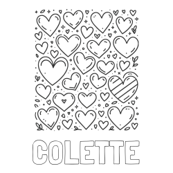 Online Created Coloring Page - COLETTE Coloring Page and Children's Coloring Page of Many Hearts