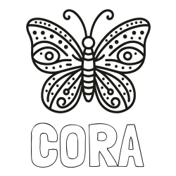 Online Created Coloring Page - CORA Coloring Page and Butterfly Coloring Page (Simple)