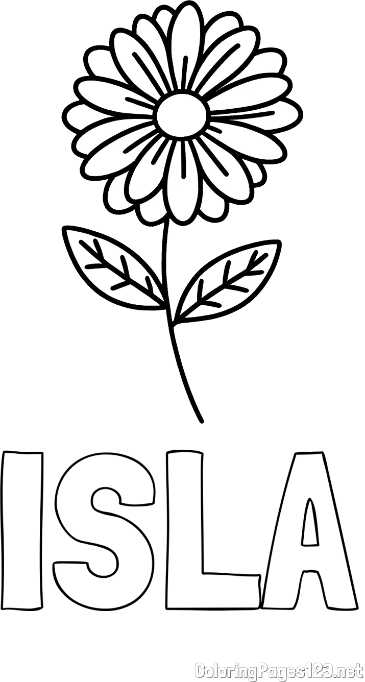 ISLA Coloring Page and Flower Coloring Page