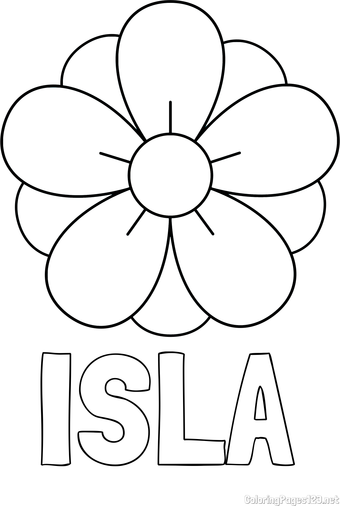 ISLA Coloring Page and Flower Without Stem Coloring Page
