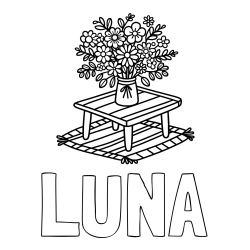Online Created Coloring Page - LUNA Coloring Page and Simple Flower Bouquet Coloring Page
